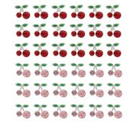 OSALADI 36 Piezas de Adornos para Uñas de Cereza 3D Tachuelas y Rodajas de Aleación Plateada Cristales Rojos y Rosas Joyería para Manicura Natural y Uñas Postizas Decoración Femenina