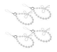OSALADI 4 Piezas Correa de Cuentas para Teléfono con Diseño de Ala de Insecto de Perla Artificial Correa de Pulsera Dije para Teléfono para Mujeres y Niñas Decoración de Muñeca