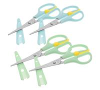 OSALADI 4 Piezas Tijeras de Seguridad para Acero Inoxidable Diseño Ergonómico y Bordes para Manualidades y Escolar Colores Azul y Verde