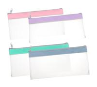 OSALADI 4piezas Cartera Transparente Esmerilada con Cremallera para Sobres Cheques y Presupuestos Segura y Reutilizable para Uso Banco