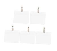OSALADI 5 Fundas Protectoras Transparentes para Tarjetas de Identificación PVC Resistente Diseño Horizontal con Clip Metálico para Empleados Estudiantes y Profesionales