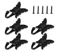 OSALADI 5 Ganchos de Pared para Ropa de Diseño Creativo Tamaño 35X55 MM Aleación Metálica Negra Gancho Resistente para Organizar Abrigos Bufandas y Accesorios Dormitorio Baño o