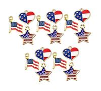 OSALADI 50 Piezas Charms de Aleación de Bandera Americana para Fabricación de Joyas Accesorios Patrióticos Diy Estrellas Banderas