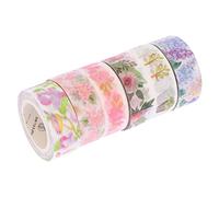 OSALADI 6 Piezas Cinta Washi Decorativa de Flores para Diario Álbum de Fotos y Manualidades Estilo para Scrapbook y Proyectos