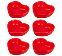 OSALADI 6 Piezas de Platos para Salsa en Cerámica Forma de Corazón, Color Rojo, Pequeños Recipientes para Condimentos Versátiles, Ideales para Cenas Familiares y Fiestas en Hogar