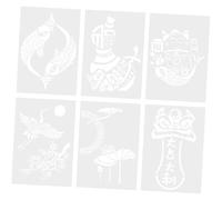 OSALADI 6 Plantillas Huecas Para Periódicos Escritos A Mano Plantillas Artísticas Para Pintar Dragones Almohadillas De Pintura Decorativas Plantillas Chinas Para Manualidades Pintura