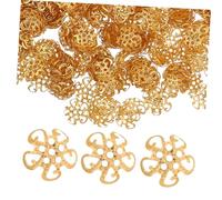 OSALADI 600 Piezas Hollow Metal Spacer Bead End Caps For DIY Earrings Bracelets Necklaces Craft With Pearl Base