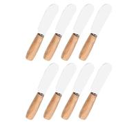 OSALADI 8 Espátulas para Crema y Mantequilla Mango de Madera Cuchillos Multiusos de Acero Inoxidable Resistentes al Calor Utensilios de Cocina para Hornear y Uso Casero Set de 8
