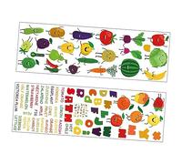 OSALADI Adhesivos De Pared Letras Del Alfabeto y Dibujos Animados De Frutas y Verduras, Pvc Resistente, Autoadhesivos, Para Guardería y Habitación Infantil, Juego Educativo Decorativo, Set Único