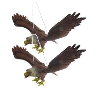 OSALADI Adorno Colgante de Águila Falsa para Jardín 2 Piezas Modelo Grande Marrón Decoración Colgante para Patio Árbol y Exteriores Repelente Natural para Aves