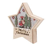 OSALADI Adorno Navideño de Madera Luz en Forma de Pentágono para Oficina y Escaparate, Decoración de Navidad sin Batería Acabado Artesanal y Elegante