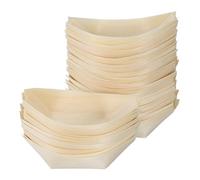 OSALADI Barcos de Sushi de Madera de Pino Desechables 50 Unidades, Mini Tazones para Bocados y Aperitivos 8,5x6 Cm, Platos para Servir Sashimi y Postres, Contenedores Biodegradables