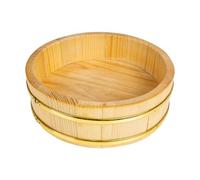 OSALADI Barril Redondo de Madera para Sushi para Mezclar Arroz, Compacto y Sencillo, Adecuado para Bibimbap y Almacenamiento en Cocina Japonesa