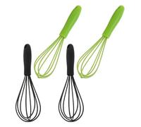 OSALADI Batidor de Mano Pequeño de Acero Inoxidable y Silicona Juego de 4 Piezas 2 Negros 2 Verdes Batidor para Huevos y Leche Utensilio Compacto para Cocina y Repostería