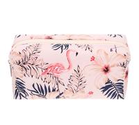 OSALADI Bolsa de Maquillaje Portátil Gran Capacidad, Neceser de Cosméticos Beige Diseño de Flamenco para Viaje y Almacenaje de Artículos de Tocador