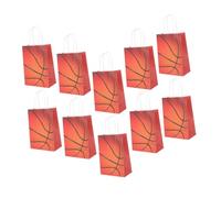OSALADI Bolsas de Obsequio de Baloncesto Pequeñas con Asa para Fiesta, 24 Unidades, Papel Resistente, Color Naranja, Ideales para Eventos Deportivos y Cotillón Infantil