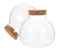OSALADI Botellas de Vidrio para Micropaisaje 2 Pcs 15x16 Cm Tapa de Corcho, Recipientes Ecológicos Transparentes para Terrario y Decoración de Plantas de Musgo en Interior