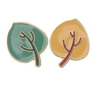 OSALADI Broche de Hoja Creativo 2 Piezas Verde y Amarillo, Aleación de Zinc Resistente para Ropa, Bufandas y Bolsos, Decoración de Otoño para Mujer y Hombre