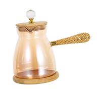 OSALADI Cafetera Turca de Vidrio con Mango Lateral Aislante para Café y Caliente Tetera Resistente para Estufa Diseño Seguro y Elegante para Uso Casa