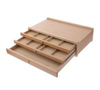 OSALADI Caja de Herramientas de Pintura de Madera 3 Capas y Cajones, Estuche Portátil para Lápices y Pinceles, Organizador Práctico para Artistas y Manualidades, Almacenamiento Compacto