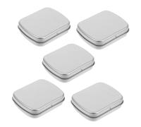 OSALADI Cajita Metálica Rectangular Pequeña Con Tapa, Set De 5 Joyeros De Hojalata, Color Plata Mate, Almacenamiento Compacto Para Cuentas y Baratijas, Uso Diario y Viaje, Práctico y Portátil