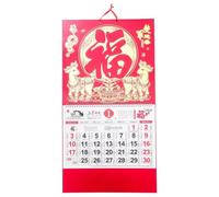OSALADI Calendario de Pared 2027 Año Cabra en Papel Rojo Diseño Tradicional y Función de Planificación Diaria para Oficina y Hogar, Pack de 2 Unidades