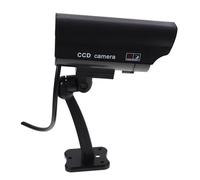 OSALADI Cámara Falsa Alta Simulación CCTV Exterior Luz Led Roja Disuade Soporte Ajustable Fácil Instalar Panel Solar Pilas AAA