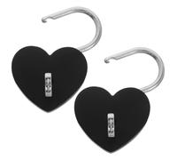 OSALADI Candado en Forma de Corazón Pequeño Metálico Negro con Llave, 2 Unidades, Mini Cerradura para Diario, Caja y Taquilla, Seguro Portátil para Viaje y Uso Doméstico