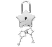 OSALADI Candado Pequeño con Llave Forma de Estrella, Cerradura de Metal para Diario y Manualidades Diy, Accesorio Decorativo para Joyero y Bolso, Color Blanco, 1 Unidad