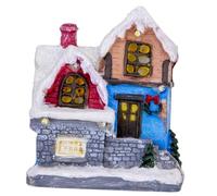 OSALADI Casa Iluminada de Navidad de Resina Casita Decorativa Navideña Pequeña Luz LED Adorno de Mesa para Decoración Festiva y Obsequio Navideño 1 Pieza