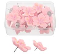 OSALADI Chinchetas Decorativas para Corcho Flores 3D de Resina Rosa Pack de 30 Unidades 10 Grandes y 20 Pequeñas para Tablones de Anuncios Oficina y Hogar