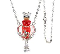 OSALADI Colgante Corazón con Adornos y Cristales para Mujer, Collar Difusor de Perfume en Rojo Esmalte, Elegante y Único para Uso Diario o Reuniones
