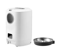 OSALADI Comedero Inteligente para Mascotas, Dispensador de Comida Voz Inteligente, 4,5 L, Blanco, Carga USB, Abs, Acero Inoxidable y Pc, para Alimentación de Mascotas y Perros