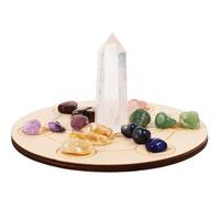 OSALADI Conjunto de Cristales de Chakra Naturales Diseño Exquisito Tablero de Madera para Adivinación y Decoración para Librerías y Otros Espacios