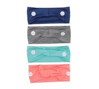 OSALADI Diademas Deportivas con Botones para Mascarilla 4 Piezas Rojo Sangre Gris Azul Marino Verde Menta Transpirable Absorbente de Sudor Cinta Pelo para Correr y Uso Diario