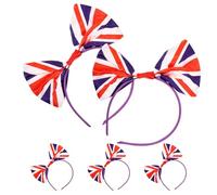 OSALADI Diademas Lazo Grande y Bandera Reino Unido 5 Piezas Accesorios Patrióticos para Adultos y en Fiestas y Festivales Talla Única
