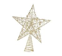 OSALADI Estrella de Hierro Dorada Punta del Árbol de Navidad Adorno de 5 Puntas Purpurina Decoración Navideña para Interiores y Exteriores Tamaño 25X30 CM Decoración Copa del Árbol