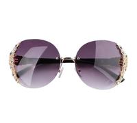 OSALADI Gafas de Sol Mujer sin Montura Cristales Decorativos, Marco Dorado, Lentes Degradados Gris, Ligeras y Creativas para Playa y Fiestas