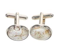 OSALADI Gemelos de Hombre Vintage Mapa del Mundo Retro, Gemelos Franceses de Metal Redondos para Camisas y Trajes de Negocios, Accesorios Originales para Obsequio de Aniversario
