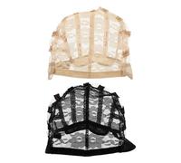 OSALADI Gorras de Encaje Elásticas para Pelucas, Red Transpirable Ajustable, Accesorios para Cuidado del Cabello, 2 Unidades (negro y Color Piel), Uso Cómodo y Multifuncional para Pelucas