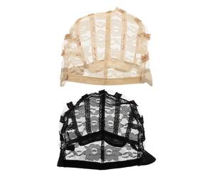 OSALADI Gorras de Encaje Elásticas para Pelucas, Red Transpirable Ajustable, Accesorios para Cuidado del Cabello, 2 Unidades (negro y Color Piel), Uso Cómodo y Multifuncional para Pelucas