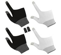 OSALADI Guantes para Juegos Táctiles de Grafeno para Dos Dedos Ultrafinos y Transpirables Paquete de 3 Pares Negro y Funda Antisudor Compatibles Móviles y Tablets para