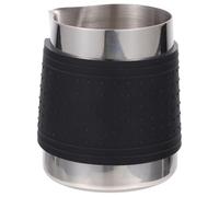 OSALADI Jarra Antióxido Inoxidable en 350ml Espumar Acero de Leche para Funda de Silicona Negra y Diseño para Decoración de Latte y Café