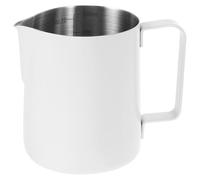 OSALADI Jarra de Acero Inoxidable para Espumar Leche Boquilla Inclinada Taza Espumadora de Leche Blanca para Café Espresso y Latte Apta para Arte Latte y Cappuccino