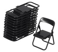 OSALADI Juego de 12 sillas Plegables en Miniatura para Casas de muñecas, Modelos de Muebles en Miniatura, pequeños Accesorios de plástico Negro para Decorar Casas en Miniatura y Disponer