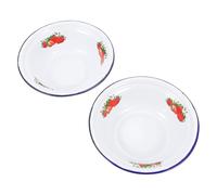 OSALADI Juego de 2 Cuencos Esmaltados Vintage de 24 CM Diseño Retro de Fresa Palangana de Sopa y Ensalada de Esmalte Grueso para Cocina y Hogar Utensilios Esmaltados Multifuncionales