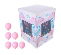 OSALADI Juego de Globos de Género con Caja de Madera y 6 Globos Rosas para Revelación de Género Decoración para Shower Fiesta de Maternidad Set de Revelación