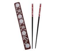 OSALADI Juego de Palillos Chinos Reutilizables de Madera Natural Set Portátil con Estuche Plástico Rojo Palillos Delicados Multifuncionales para Comida y Cenas en Hogar y Restaurante