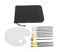 OSALADI Juego de Pinceles para Pintar 12 Piezas de Material Sintético Negro, Fácil de Limpiar, Adecuado para Pintura y Dibujo Bolsa Portátil