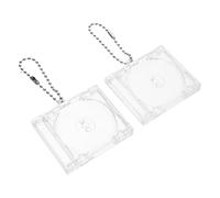 OSALADI Llavero de Acrílico Mini CD 2 Piezas, Colgante DIY Vacío Estuche Transparente y Cadena de Cuentas, Accesorio Portátil para Manualidades y Recuerdo de Fan, Decoración Ligera